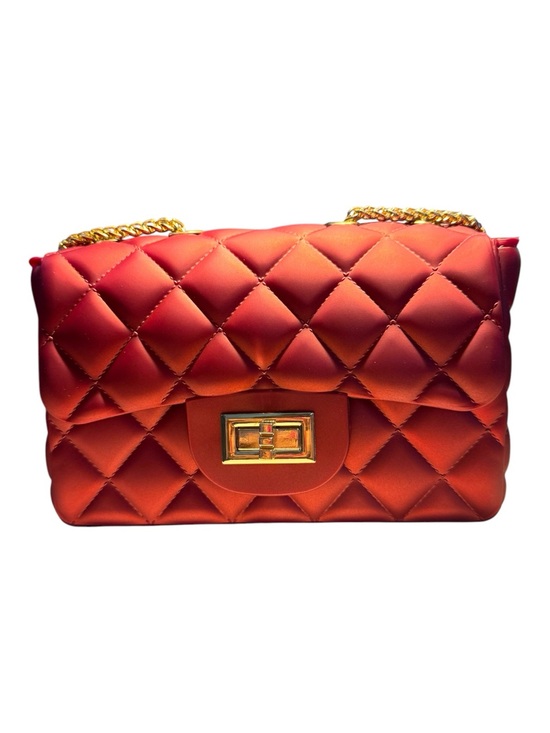 Unbranded Handbags - Jelly Quilted Chain Crossbody Bag Burnt Coral Gold Hardware NWT 8x5